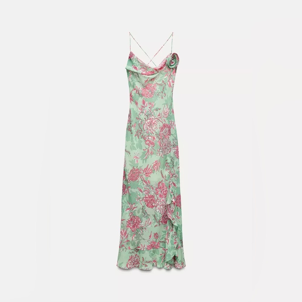 Zara Floral Print Slip Dress S - Picture 6 of 9